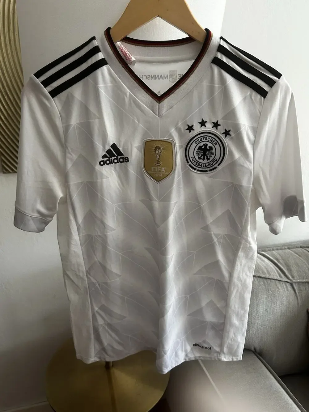 adidas Germany National Team Soccer Jersey Size L White/Black FIFA Champs 2014